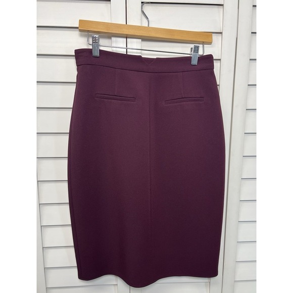 Antonio Melani Button Detail Knee Length Pencil Skirt Size 4 Burgundy - Picture 2 of 9